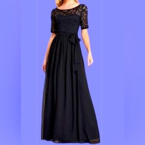 2X Black Lace Short Sleeve Prom Homecoming Mom Of the Bride Bridesmaid Dress NWT